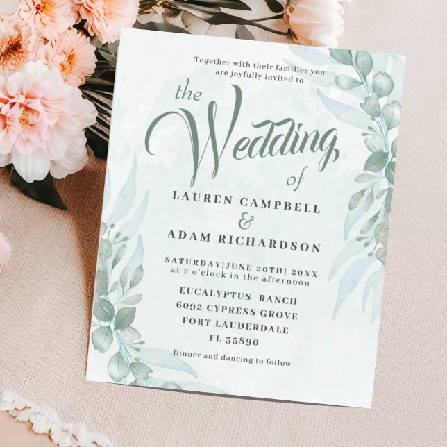 Green Eucalyptus Wedding Einladung (Von Creator hochgeladen)