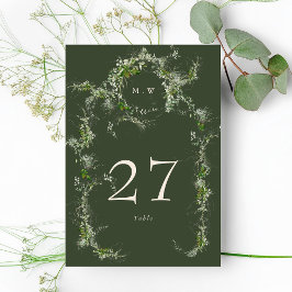 Green Eucalyptus Wreath Elegant Monogram Wedding Tischnummer