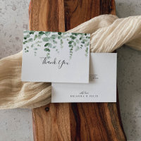 Green Eukalyptus Flat Wedding Danke Card