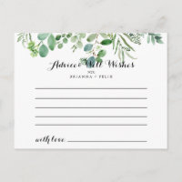 Green Eukalyptus Foliage Wedding Advice Card