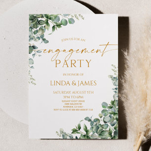 Green Eukalyptus Gold Wedding Party Einladung