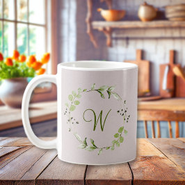 Green Eukalyptus & Leaf-Schriftzeichen Kaffeetasse