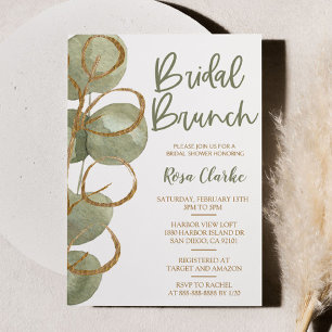Green Eukalyptus und Gold Foil Bridal Brunch Einladung