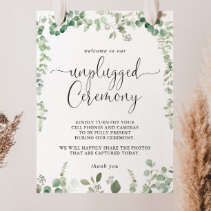 Green Eukalyptus Unplugged Zeremony Script Sign Poster