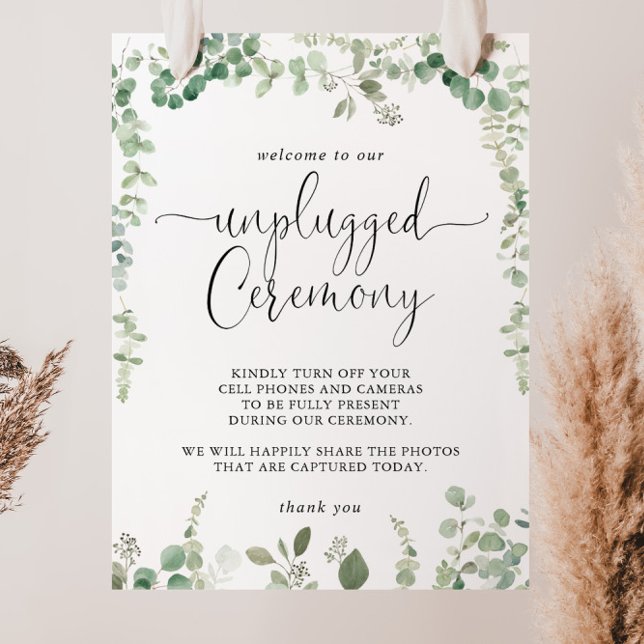 Green Eukalyptus Unplugged Zeremony Script Sign Poster (Von Creator hochgeladen)