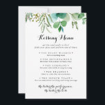Green Eukalyptus Wedding Kissing Menu Game Card<br><div class="desc">Diese grüne eukalyptus Hochzeitsküsskarte ist perfekt für einen rustikalen Hochzeitsempfang. Das Design verfügt über handgemalte,  kunstvolle eukalyptus-grüne Blätter,  die zu feinen Bouquets zusammengesetzt sind,  um Ihre Veranstaltung zu verzieren.</div>