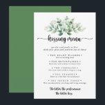 Green Eukalyptus Wedding Kissing Menu Game Card<br><div class="desc">Diese grüne eukalyptus Hochzeitsküsskarte ist perfekt für einen rustikalen Hochzeitsempfang. Das Design ist mit handgemalten Aquarellgrün Eukalyptus,  inspirierend natürliche Schönheit.</div>