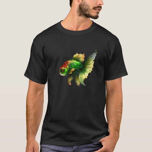 Green Extravagant Fantail Goldfish T-Shirt (Vorderseite)