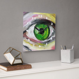 Green Eye Art Quadratische Wanduhr
