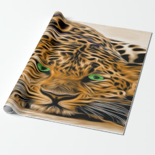 Green Eye Leopard Name Fred Geschenkpapier