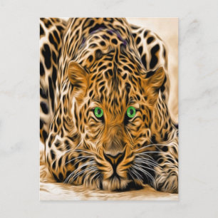 Green Eye Leopard Postkarte
