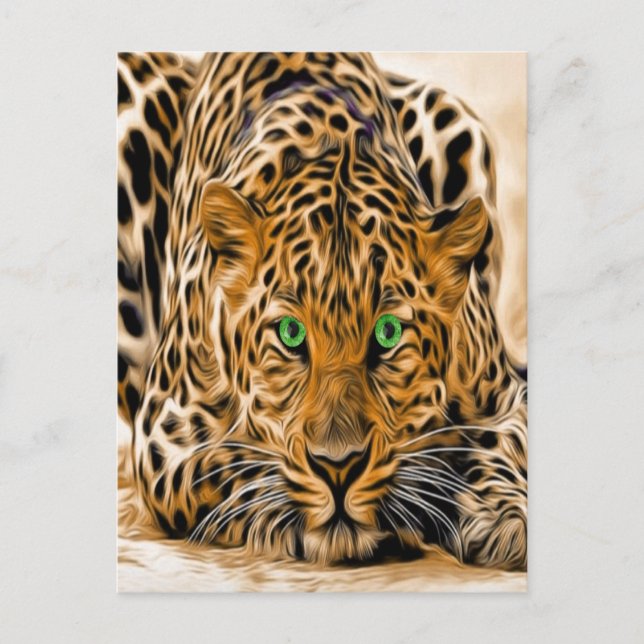 Green Eye Leopard Postkarte (Vorderseite)