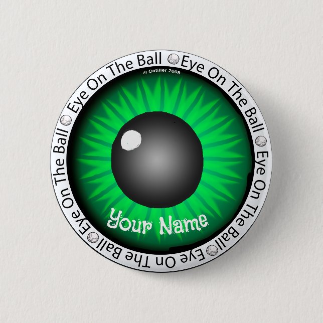 Green Eye on Ball Golfer Button (Vorderseite)