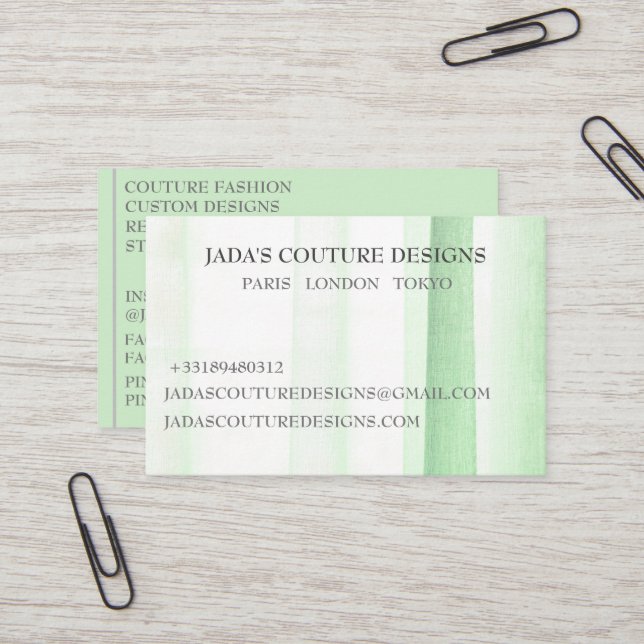 Green Fabric Designer Couture Visitenkarte (Vorderseite/Rückseite Beispiel)