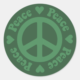 Green Fade Peace Sign Runder Aufkleber