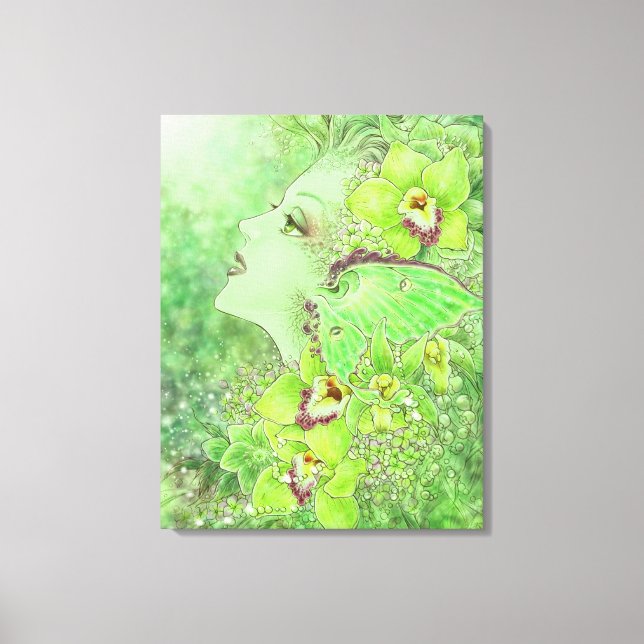 Green Faiasy Fantasy Art Canvas Print Leinwanddruck (Vorderseite)