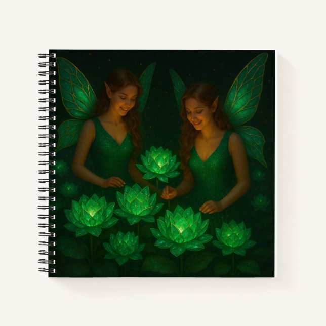 Green Fairy Botanical Fantasy Nature Floral Notizbuch (Vorderseite)