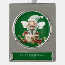 Green Fairy Merry Christmas Banner-Ornament Silber