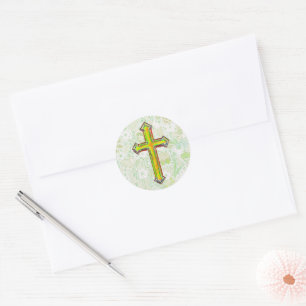 Green Faith Kreuz Vintage Style Aufkleber