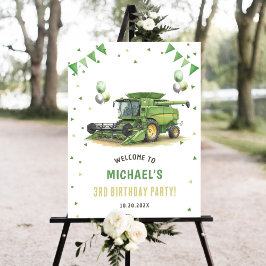 Green Farm Tractor 1st Birthday Party Welcome Sign