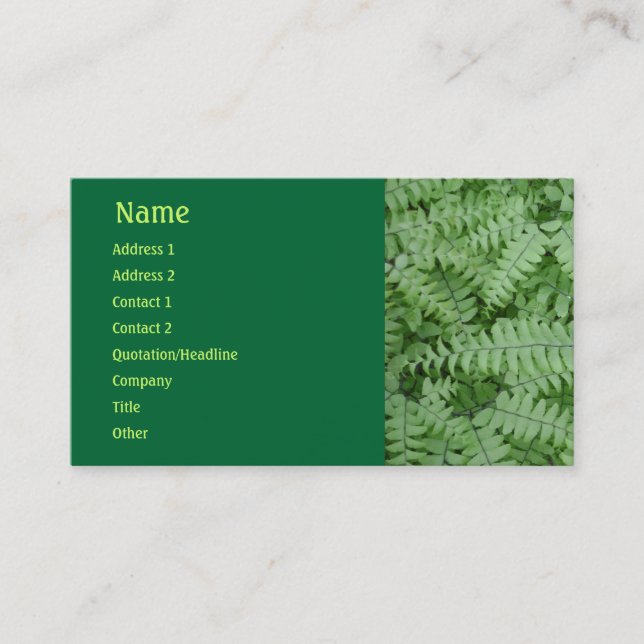 Green Fern Business Card Visitenkarte (Vorderseite)