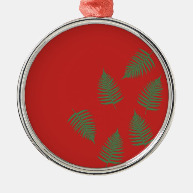 Green Fern Lucky Holiday Red Ornament (Vorne)