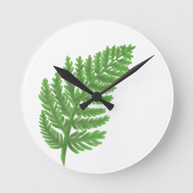 Green Fern Runde Wanduhr (Vorderseite)