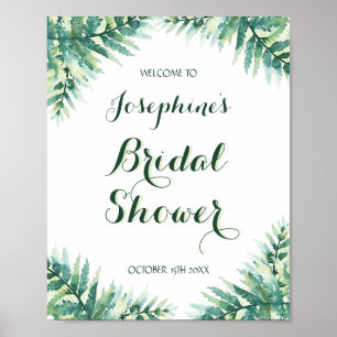 Green Fern Watercolor-Brautparty Poster
