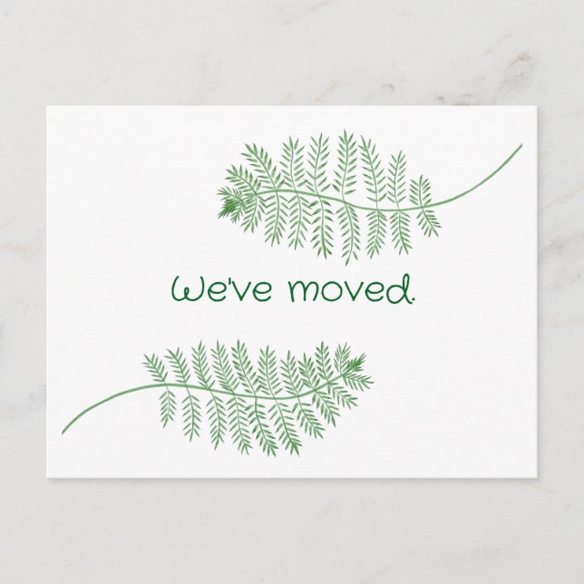 Green Ferns on Custom New Address Postcards Postkarte (Vorderseite)