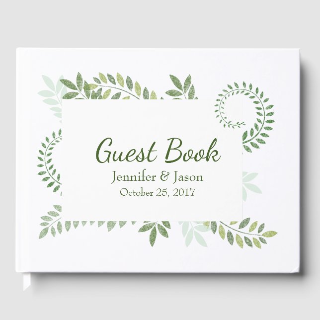 Green Ferns Wedding Guest Book Gästebuch (Vorderseite)