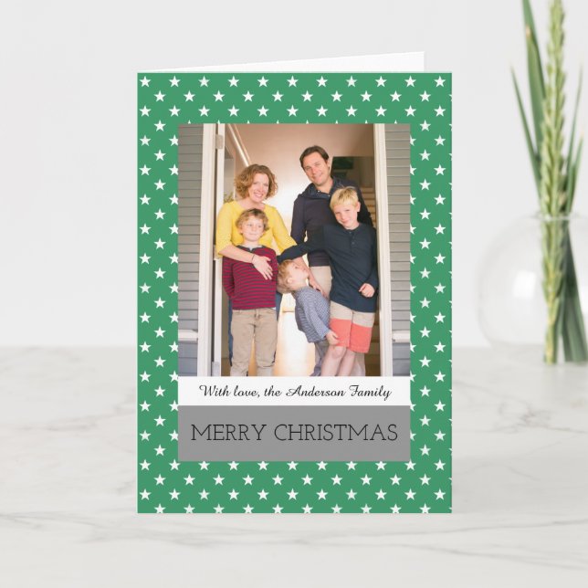 Green Festivals Stars Foto Grußkarte Feiertagskarte (Vorderseite)