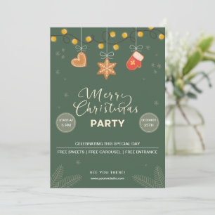 Green Festive Frohe Weihnachts-Party Einladung