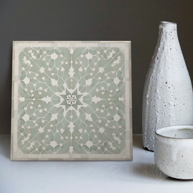 Green Filigree Backsplash Bath Feuerplatz Repro Fliese (Von Creator hochgeladen)