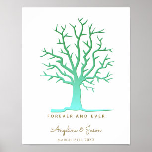 Green Fingerprint Tree Wedding Gästebuch