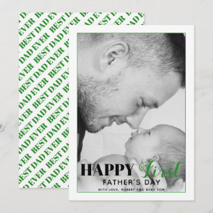 Green First Vater's Day Fotokarte