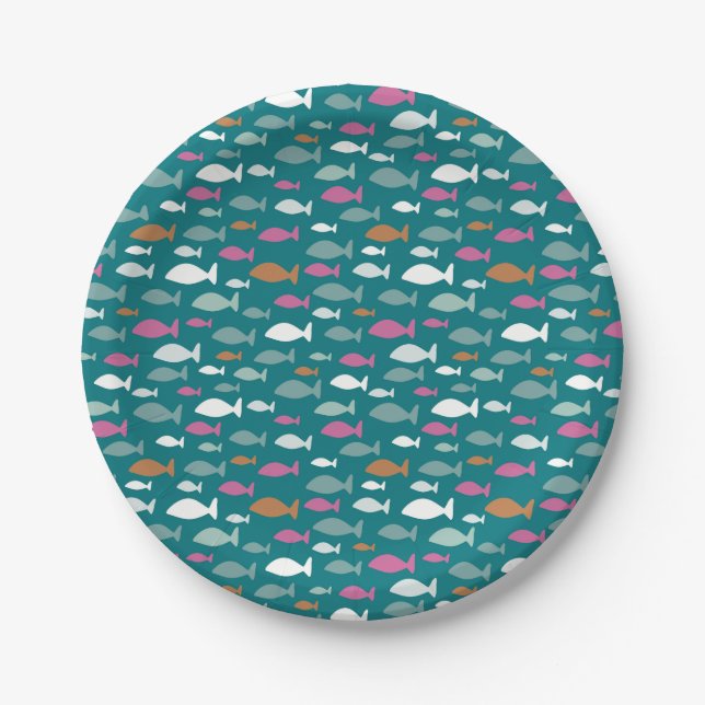 Green Fish Shoal Pappteller (Vorderseite)