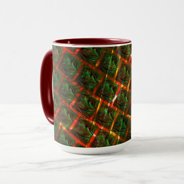 'Green-fit-Augen', Kratzer oder rotes Gitter. Tasse (Vorderseite Links)