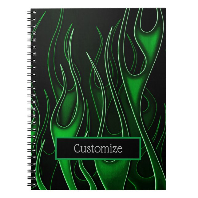 Green Flames Notebook Notizblock (Vorderseite)