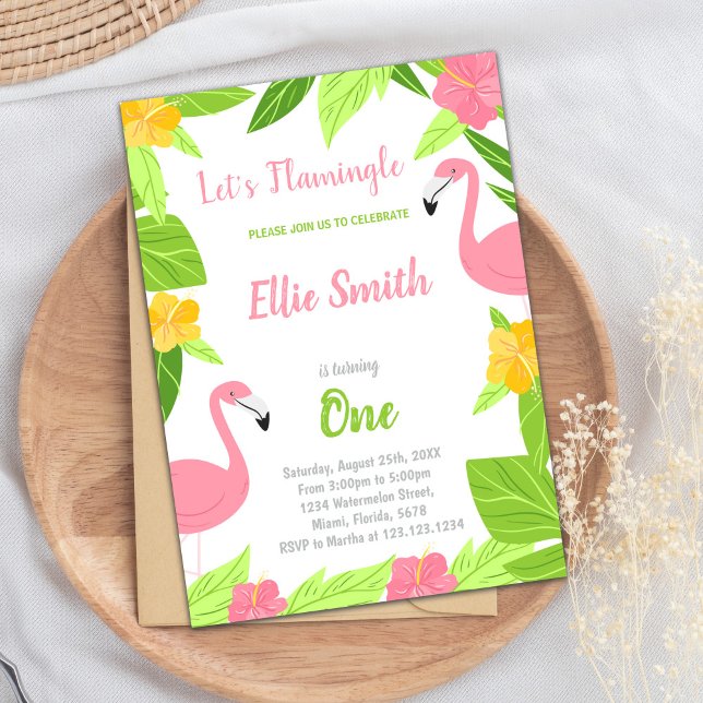 Green Flamingo Einladungen zum Geburtstag (Green Flamingo Birthday Invitations)