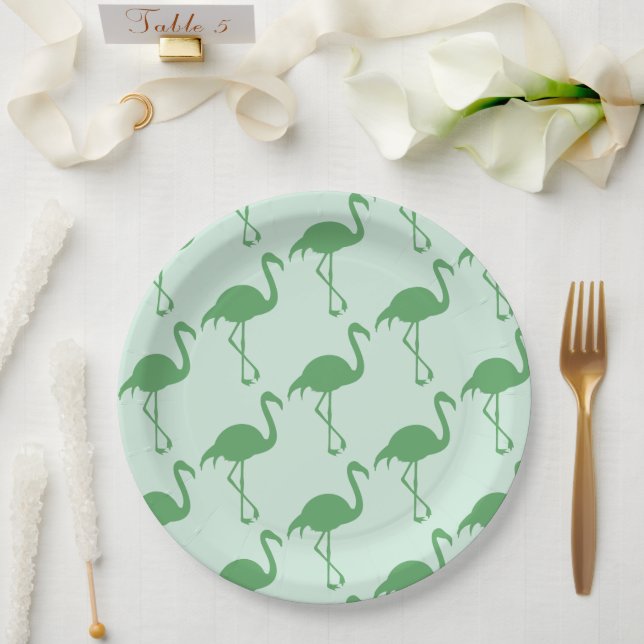 Green Flamingos Pappteller (Hochzeit)