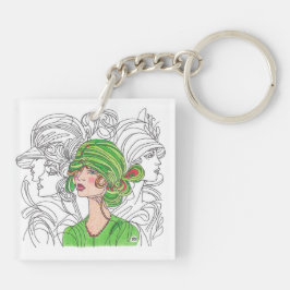 Green Flapper Girl für Acrylglas-Schlüsselanhänger Schlüsselanhänger