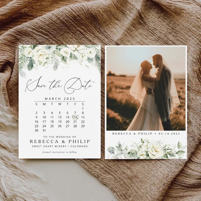 Green Flat Save the Date-Karte für Dusty Sage Date (Von Creator hochgeladen)