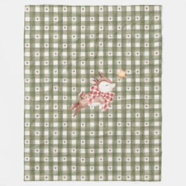 Green Fleece Blanket mit Rentier