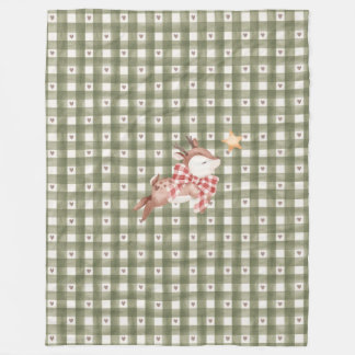 Green Fleece Blanket mit Rentier