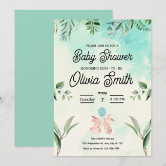 Green Floral Baby Shower, Spring Baby Shower  Einladung