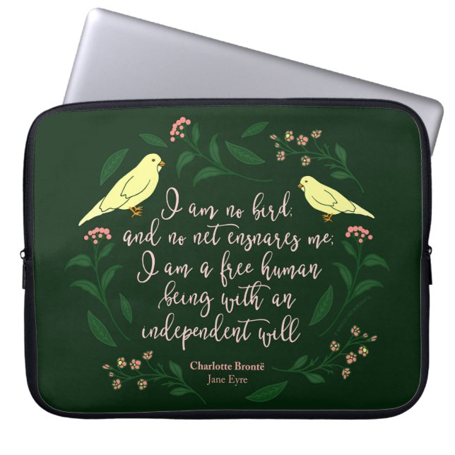 Green Floral Bird Charlotte Bronte Jane Eyre Zitat Laptopschutzhülle (Vorderseite)