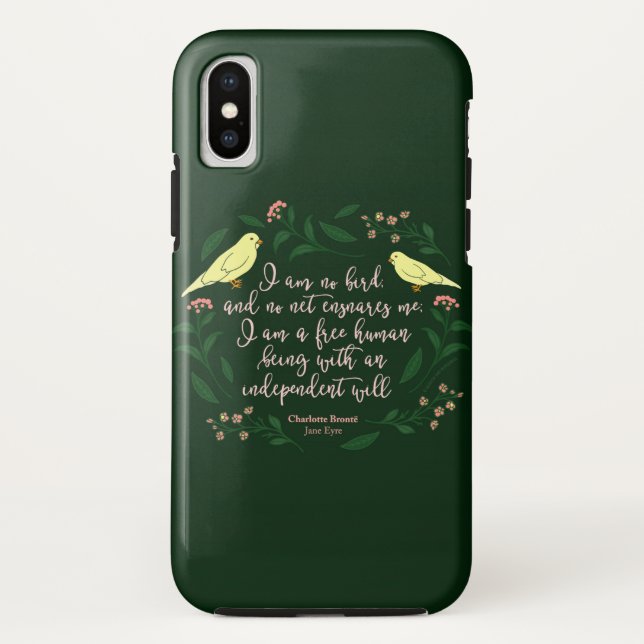 Green Floral Bird Jane Eyre Charlotte Bronte Case-Mate iPhone Hülle (Rückseite)
