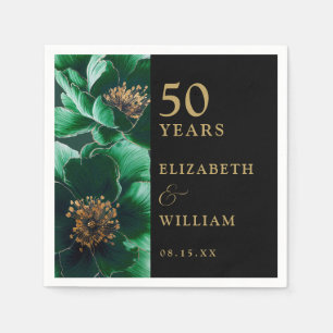 Green Floral Black und Gold Chic 50 Jahre alt Serviette