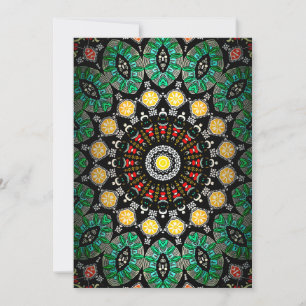 Green Floral Boho Verziert Mandala Feiertagskarte