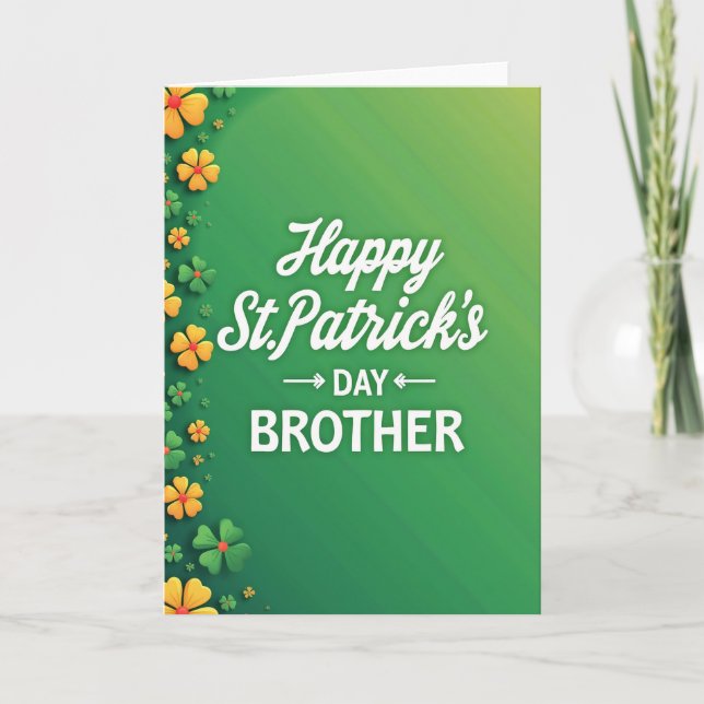 Green Floral Brother Card Karte (Vorderseite)